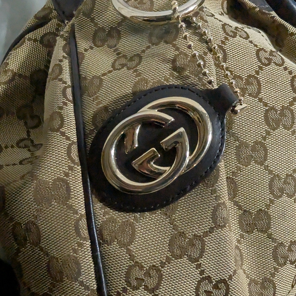 GUCCI Sukey Large Original GG Canvas Tote/Shoulder/Hobo Bag - Picture 9 of 14